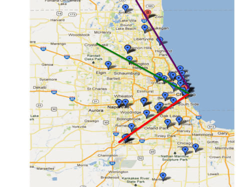 3 ley lines follow rivers in Chicago